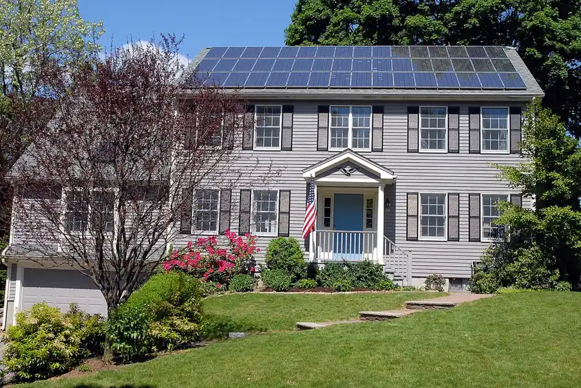 Solar PV panels on a house roof